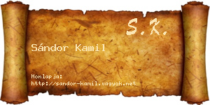 Sándor Kamil névjegykártya